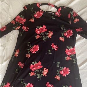 Red flower Mid Length Dress